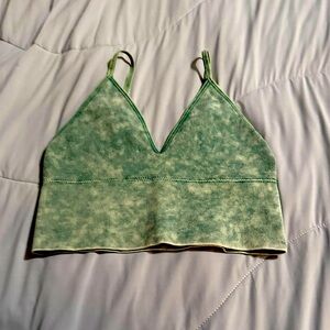 Green Tie-Dye Crop Top